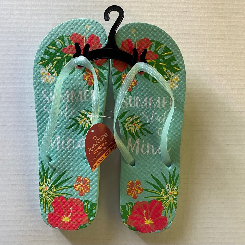 "SUMMER State of Mind" | Summer Beachy Flip Flops; Size L(9/10)